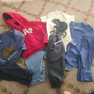 GAP Red Hoodie and Blue Baby Clothing Set